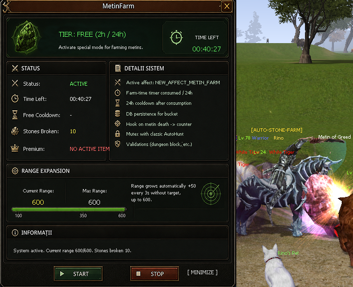 Auto Metin Farm in action
